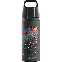 SIGG - WMB One Superman aluminum beverage bottle, suitable for carbon dioxide, leak-proof, light as a feather, BPA-free, climate-proof, certified, sports and school, black, 0.6 l