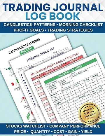 Trading Journal Log Book: For Stocks, Options, Futures, Forex, Crypto, Day Traders with Morning Checklist, Bullish & Bearish Pattern Indicators & Trade Strategy Planner