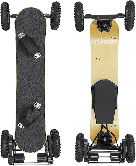 Electric Longboard Cross Country Board, 2×1650W Dual Belt Motor, 25 mph Off Road Performance, Shock Absorbers for All Terrain Adventure Rounded-Corners