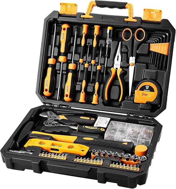 DEKO Tool Kit Set Box Home Repair DIY Tools Basic Hand Toolbox Sets for Home 138Piece