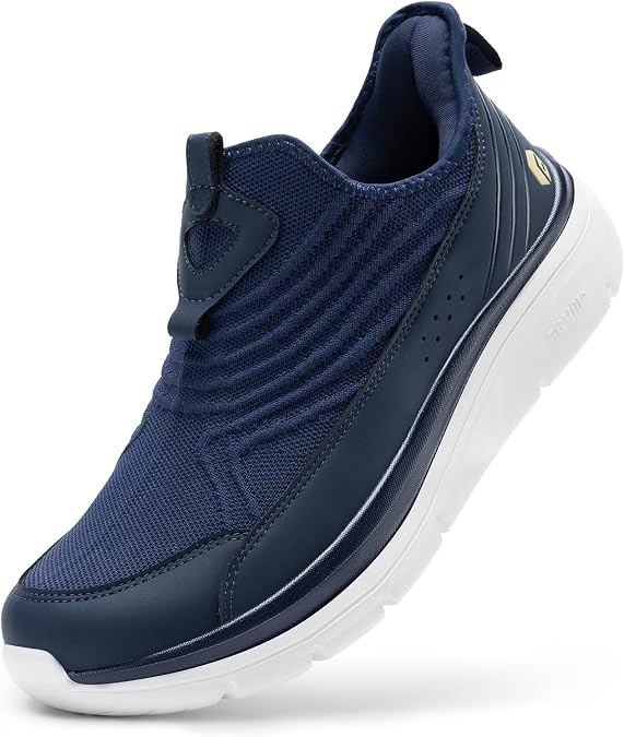 FitVille Slip On Trainers Men's Wide Walking Shoes Without Laces