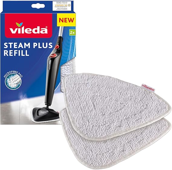 Vileda Steam Plus Mop Refill Pads, 2 Pack - Microfibre Mop Head Replacement