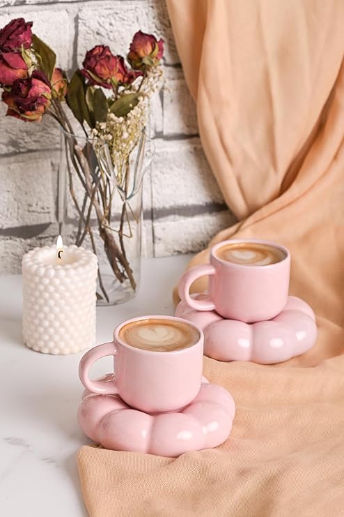 ARVALE Papatya Tasarımlı Kahve Fincanı 95 ml - Modern ve Şık Sunum | 2 Adet