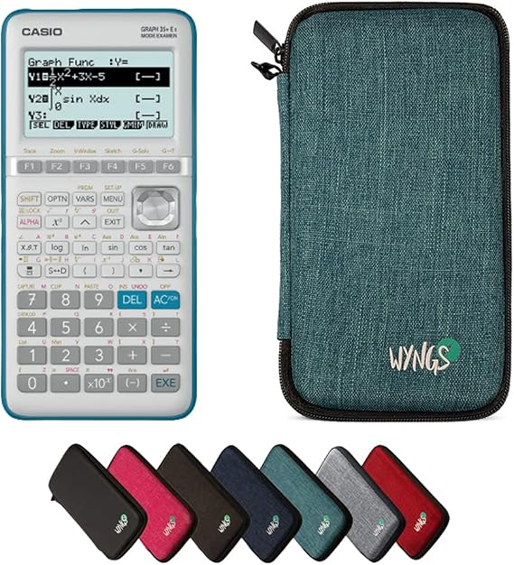 Casio Graph 35+E II including a WYNGS protective case in Turquoise - Basic Set (French)