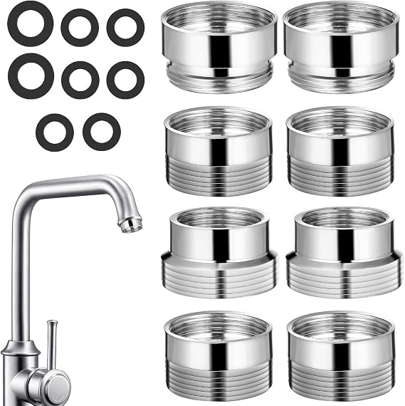 SOLUSTRE Sink to Hose Adapter Faucet Adapter Kit 8pcs Copper Outer Thread 22mm to Inner Thread 16mm for Bathroom and Utility Room