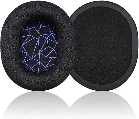 SteelSeries Arctis 1/3/5/Arctis 7/7+/7P/7P+/7X/7X+/9/9X/Pro/Prime Kulaklıklar için Yedek Kulak Pedleri, Bellek Gürültü Yalıtımlı Kulaklık Kılıfları Köpük-Siyah Mavi Çizgi