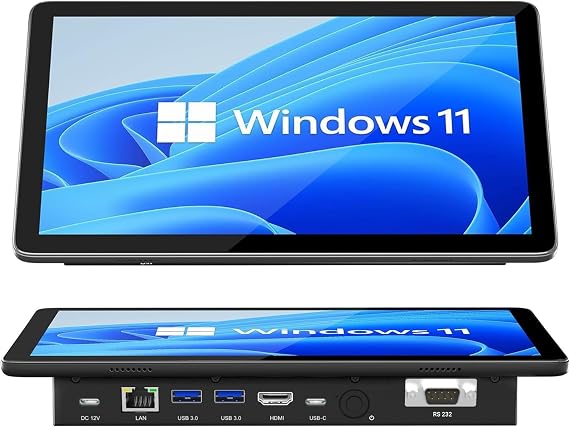 10.1 inch Industrial Embedded Mini PC, Touchscreen Win 11 Mini Computer with Celeron J4125 8GB RAM/128GB ROM, Dual HDMI 2.0 WiFi 5 Bluetooth 5.0 for Office/Automation/Kiosk/Bar/Warehouse