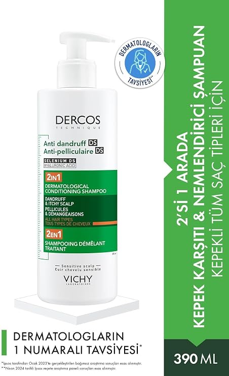 Vichy Dercos 2’si 1 Arada Kepek Karşıtı ve Nemlendirici Şampuan 390 ml
