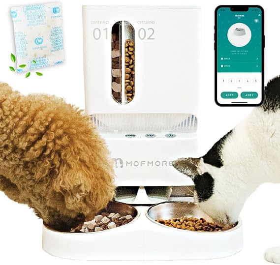 Automatic Feeder for Cats and Dogs, 2 Types, Voice Recording, 1.6 gal 5 L Large Capacity, 10 Meals per Day, Multiple Pet Use, Smartphone Operation, Pet Automatic Feeder, Timer Type, Wi-Fi