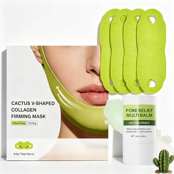Cactox V-Lifting Mewing Band + Pore Relief Multi Balm Stick,(4 PCS + 25g)