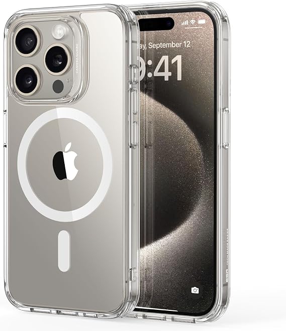 ESR iPhone 15 Pro Kılıf, MagSafe ile Uyumlu, Askeri Sınıf Koruma, Sararmaya Dayanıklı, Çizilmeye Dayanıklı Arka Kılıf, iPhone 15 Pro için Manyetik Telefon Kılıfı, Klasik Serisi, Şeffaf