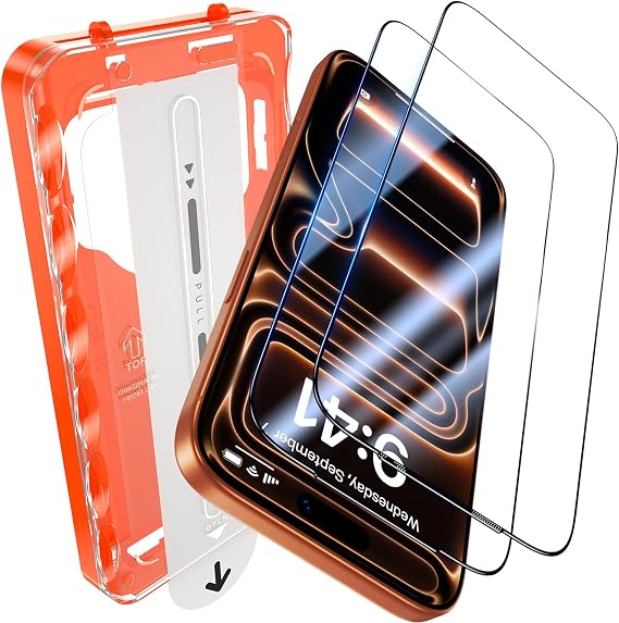 UniqueMe for iPhone 17 Pro Max Screen Protector - 2 Pack [Easy to Install] 9H Tempered Glass Screen Protector 6.9 inch Full Coverage [Bubble Free] Ultra Resistant Case Friendly Scratch-proof