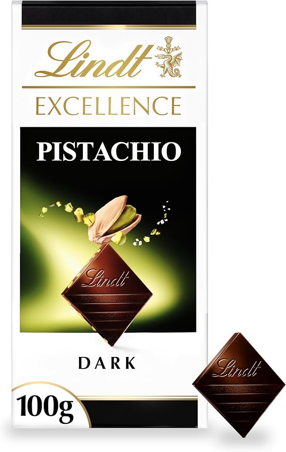 Lindt Excellence Pistachio Dark Chocolate Bar – 100g – Easter, Gift – Deep & Velvety Chocolate for Him & Her