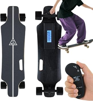 Electric Skateboard,Electric Longboard Skateboard,With Upgraded Lcd Remote Controlfor,Top Speed Up To 29 Mph,4 Speed Smooth Braking, Easy Carry Handle Design,For Adults&Teens Endurancedualdrive22km