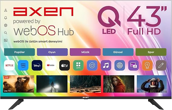 Axen AX43QFMLN-W02S 43” Frameless Full HD WebOS Smart QLED TV [Enerji Sınıfı E] [Enerji Sınıfı E]
