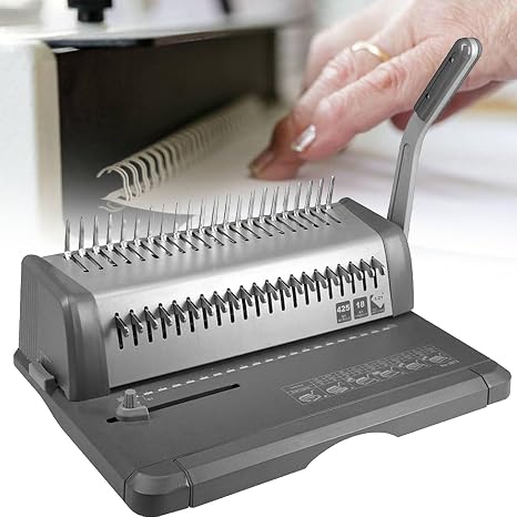 Coil Binding Machine with Comb Set, 1-21 Holes, 300mm Binding Width, Punching and Binding Tool for Office and School Use