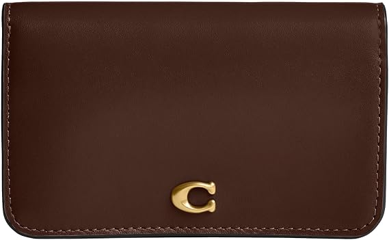 Coach Slim Card Holder in Refined Calf Leather Maple One Size