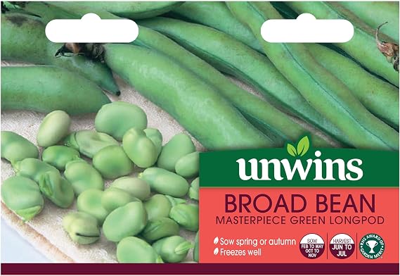 Unwins 31210096 Broad Bean Masterpiece Green Longpod Seeds, Clear