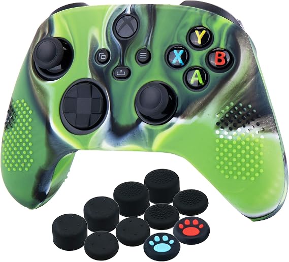 YoRHa 1 x Silicone Cover Skin Case for Xbox Series X / S Controller Camo Green with Thumb Grip x 10