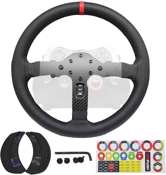 Replace 13 inch lightweight Original Leather Steering Wheel Panel For Logitech G29/G920 G923 Driving Force Racing Wheel Hub; For Xbox Series X/S PS4 PS5 PC (For Logitech G920/G923/G29)