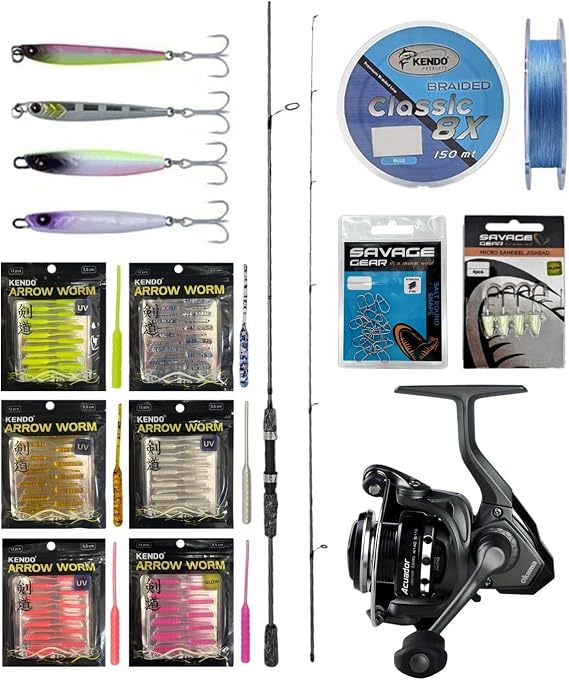 YekOutdoor Arrow Worm LRF Seti Okuma Wave Up Spin 165cm 3-14gr 2 Parça Olta Kamışı&Okuma Acuador ACU-1000A 3+1BB Olta Makinesi