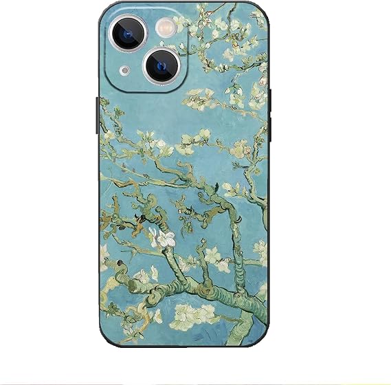 iPhone 14 Pro用ケース エステティックアート、ゴッホ アーモンドブロッサムフォンケース、耐衝撃花柄携帯電話カバー レディース ガールズ アーモンドブロッサム、iPhone 14