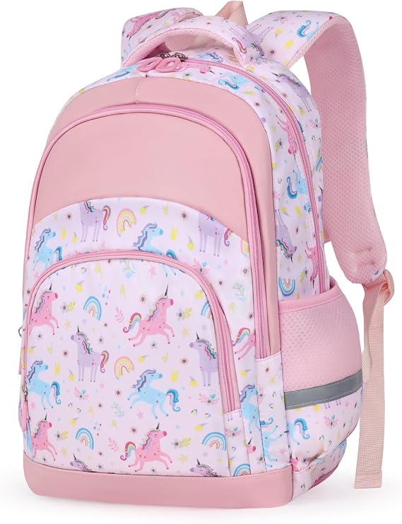 22L Kids Backpack, School Bag for Girls, Pink Unicorn