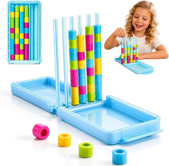 Mini Color Stack Challenge Game, Colour Match Logic Game with 40 Rings