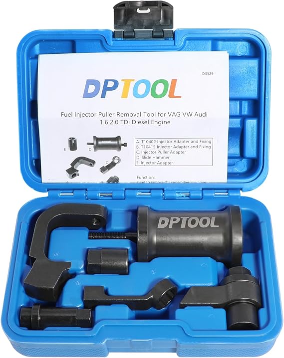 DPTOOL Fuel Injector Puller Removal Tool Kit Compatible with VAG VW Audi 1.6 2.0 TDi Diesel Engine Replace T10402 T10415