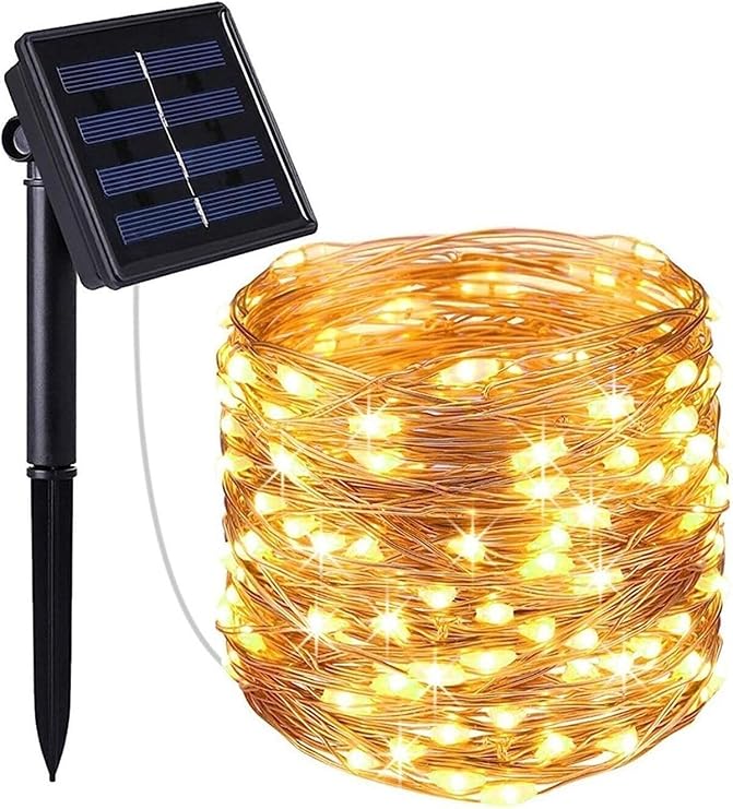 Menfry 20 Mt Güneş Enerjili Solar Peri Led Işık Dekoratif Bahçe Büyük Panel Aydınlatma Dış Mekan (200 Led)