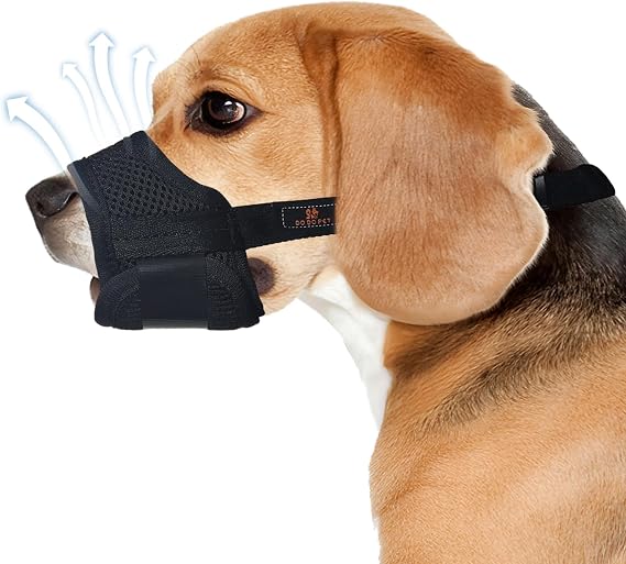Dog Muzzle, Soft Air Mesh Breathable Muzzle for Small Medium Large Dogs with Adjustable Loop Pet Muzzle Puppy Muzzle for Anti Biting Barking Chewing (L)