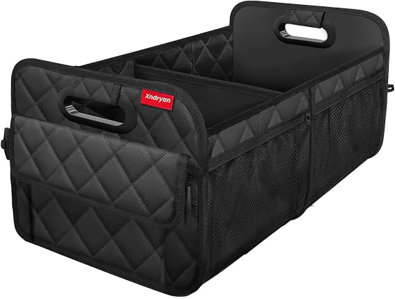 Car Boot Organiser, Large Boot Tidy for Car Storage Organiser, Collapsible Multi Compartment Car Organiser Accessories, Reinforced Base And Comfort Handle