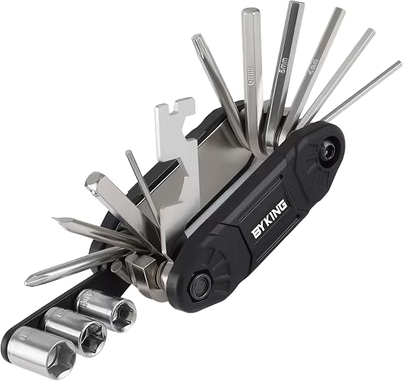 BYKING Bicycle Tool Kit, Pocket Repair Bike Multi Tool, Cycling Gifts for Men/Women, 16 in 1 Folding Tool with Allen Key for Bike Maintenance.