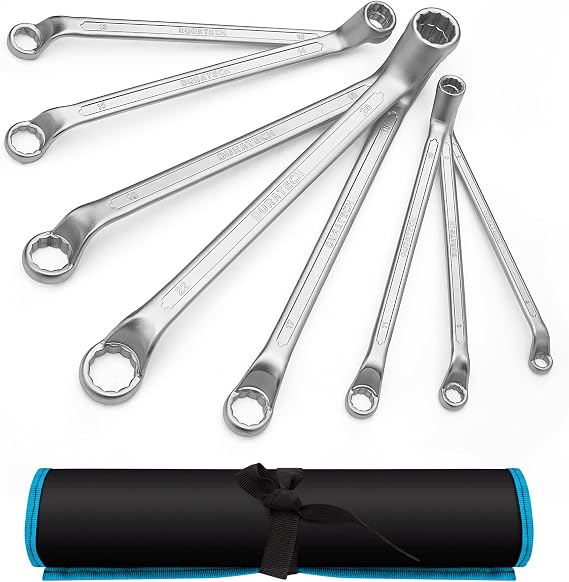 DURATECH 8-Piece Offset Double Ring Spanner Set, 6-22 mm, Cr-V Steel