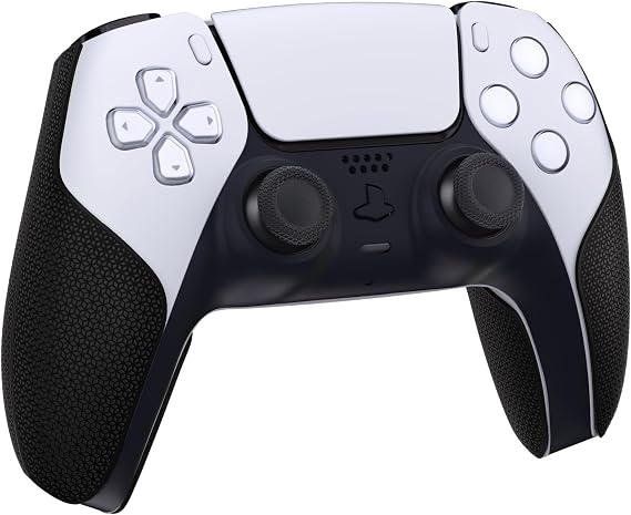 PlayVital Premium Grip for ps5 Wireless Controller, Split Design Anti-Skid Soft Hexagonal Diamond Textures Sweat-Absorbent Handle Grips Protector for ps5 Controller – Black