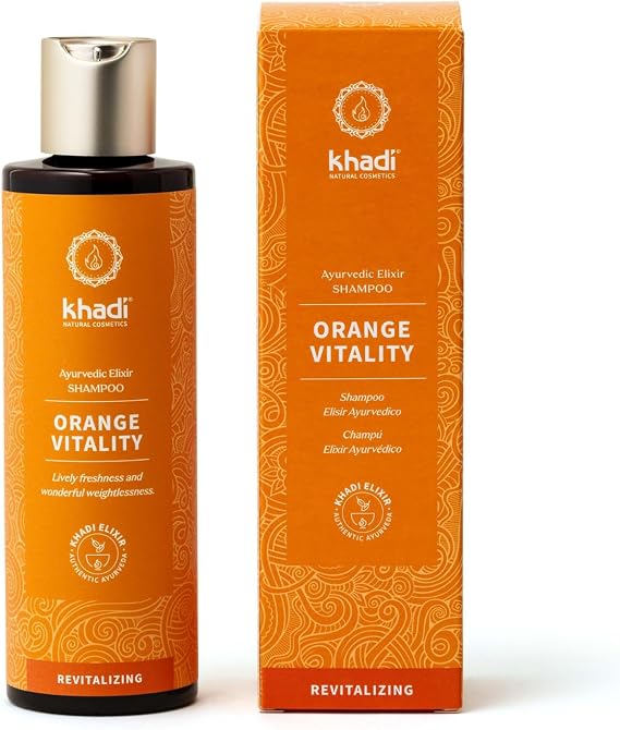 khadi ORANGE VITALITY Ayurvedic shampoo - vitality & volume - defined curls - against greasy hair - 100% Certified Natural Cosmetics - 100g