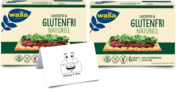 Lactose Free & Gluten Free Crispbread Bundle Featuring: 2x Wasa Laktosfri & Glutenfri Naturell (240g each) | Plant based, High Fibre, Vegan Food Crispbread | Perfect for Breakfast, Lunch & Snack
