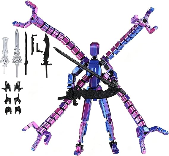 3D Printed T13 Fully Assembled Action Figure Multi Joint Articulated Dummy 13 Model Toy for Collectors Game Lovers or Present Fans Desktop Decor Collecting and Easter Gifts (Red Blue)