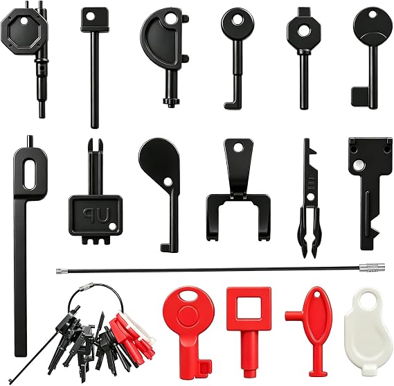 16-Piece Call Point Tets Keys, Fire Alarm Test Key Set (includes keyring), universal fire alarm test key suitable for engineers, emergency door release, and system maintenance