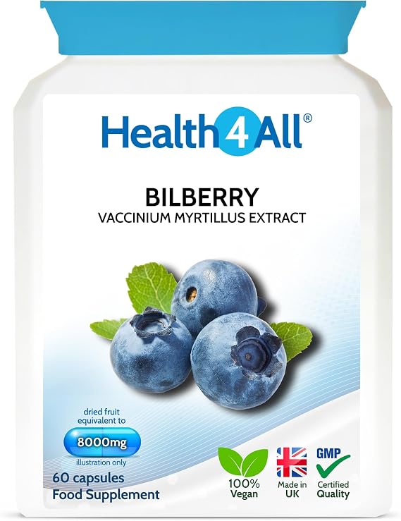 Bilberry Extract 8,000mg 60 Capsules, 2 Months Supply, Eye Health