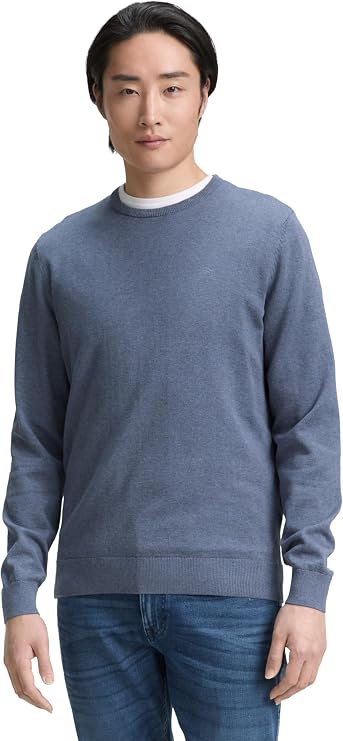 TOM TAILOR Men's Basic Knitted Jumper with Crew Neck