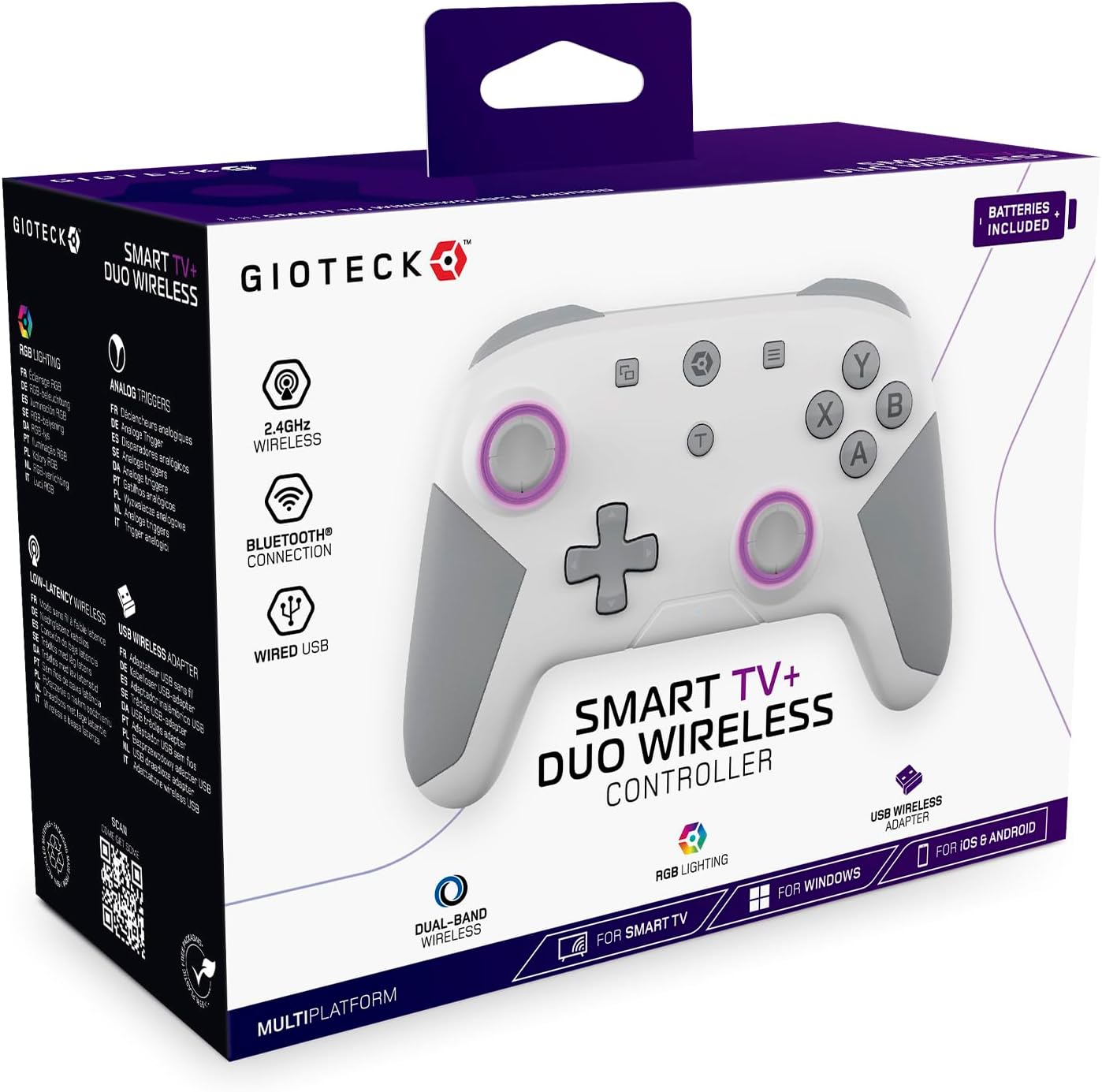 Gioteck Smart TV DUO Wireless Bluetooth & Dongle Controller for Cloud Gaming, PC, Smart TV, Mobile - Grey. Desgined for Smart TV's with Xbox Game Pass