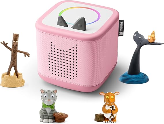 Toniebox 2 Audio Player Julia Donaldson Bundle for Kids 3+ with Stick Man, Snail and Whale, Gruffalo’s Child, and Tabby McTat - Cloud Pink