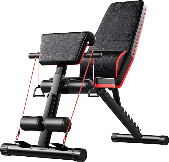 Adjustable Weight Bench,Workout Bench Press for Gym Fitness, Foldable Incline Decline Sit up for Full Body Exercise Bench,Multi-Purpose for Strength Supine Training Equipment