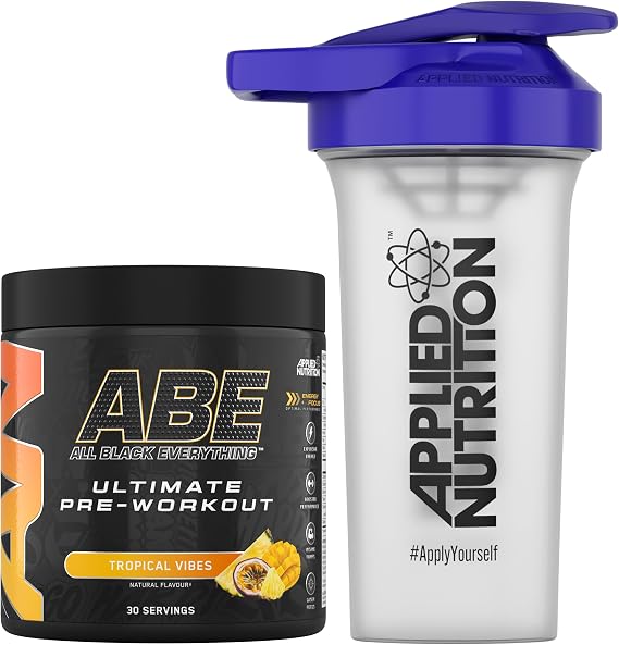 Applied Nutrition Bundle ABE Pre Workout 375g + 700ml Protein Shaker | All Black Everything Pre Workout Powder, Energy & Physical Performance