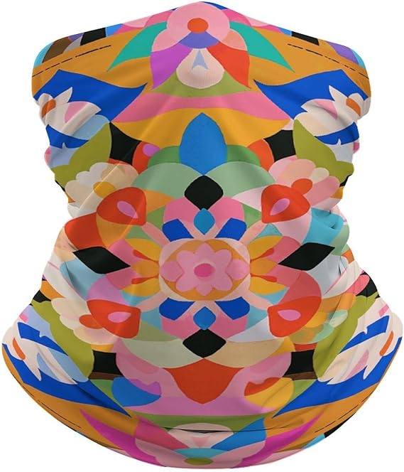 Blue Pattern Balaclava Breathable Neck Gaiter Neck Face Mask Windproof Scarf Face Cover for Men Women