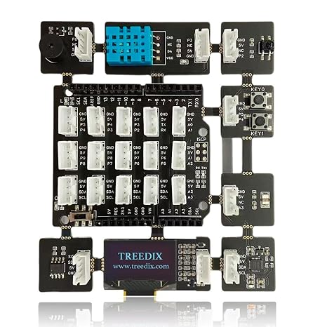 Treedix Ultimate Complete Starter Kit Compatible with Arduino, Uno R3 Starter Kit, Electronic Projects Basic Starter Kit, All in one Beginner Kit with 8 Sensors for Wrinting Code, Programming