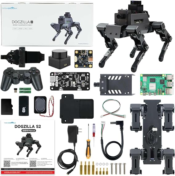 Yahboom ROS2 Robot Dog with RPi 5 AI Model Voice Embodied Intelligence OpenCV Programmable Bionic Quadruped AI Robotic Dog,for Educational Python Programming (DOGZILLA S2 with Pi 5 4GB)