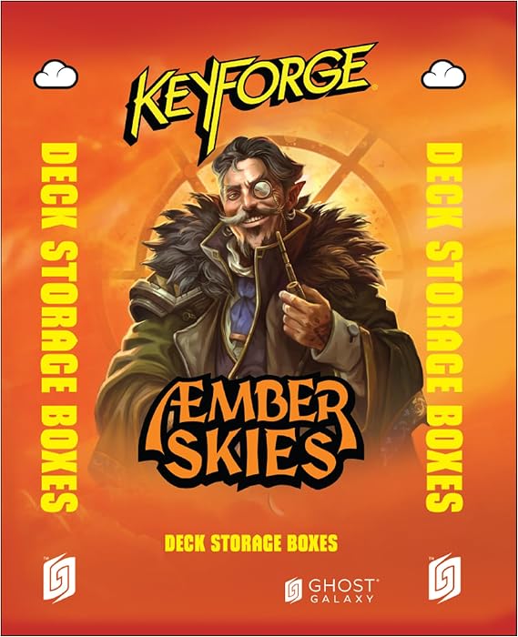 KeyForge Æmber Skies デッキ収納ボックス - 12箱ディスプレイパック アートワーク&ハウスステッカーセット付き!デッキ名と家を表示、Keyforgeファンに最適、ゴーストギャラクシー製