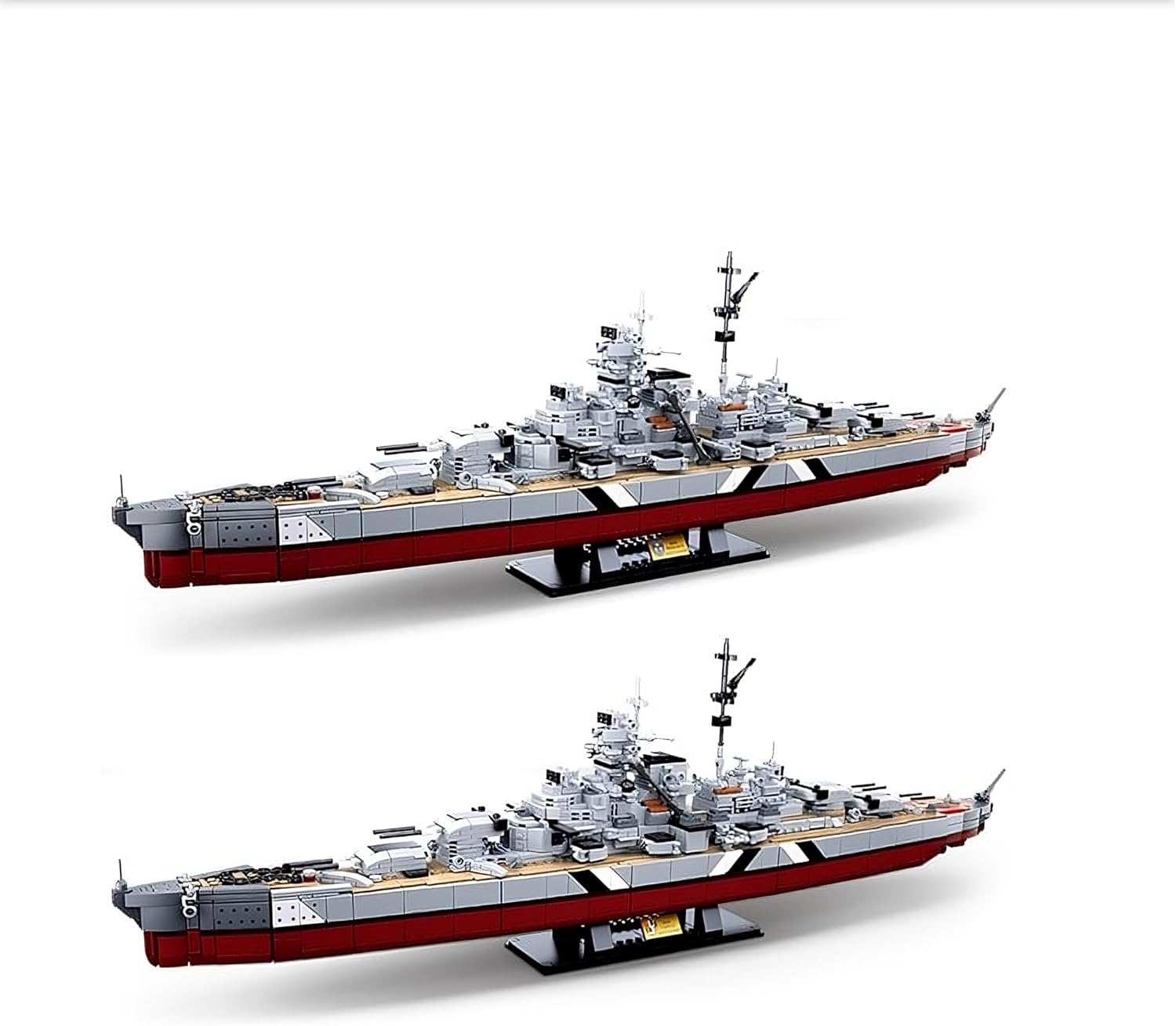 General Jim's German Battleship Bismarck & Tirpitz 2-in-1 Building Block Set, 1/350 Scale, 75.2cm Length Model Ship, 2,000+ Pieces Toys & Bricks